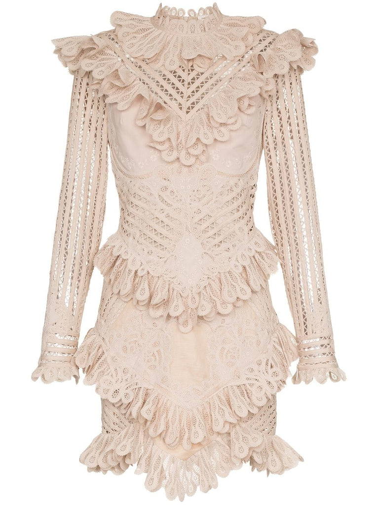 unbridled battenburg lace mini dress