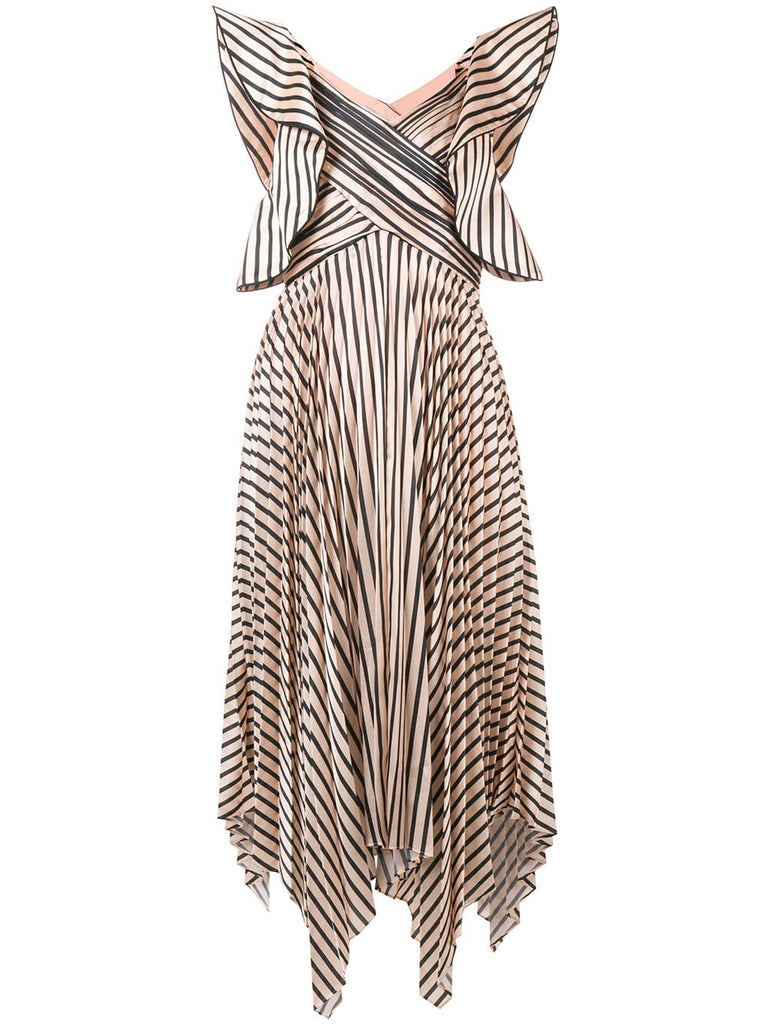 striped pleated dress