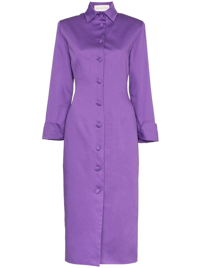 button-detail cotton coat dress