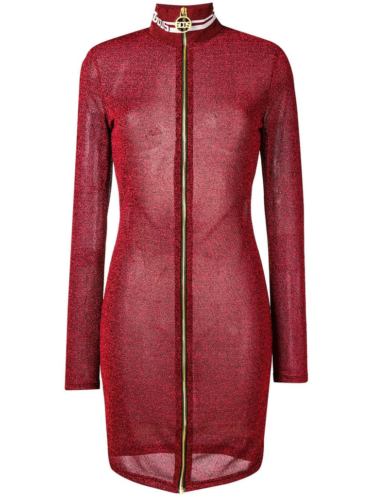 lurex fitted zip dress