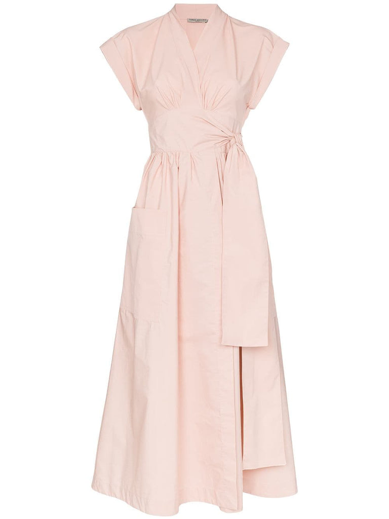 Clarissa V neck tie waist cotton dress