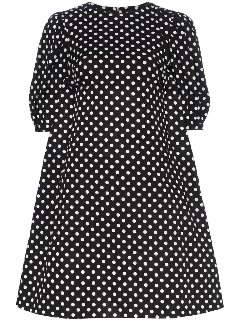 polka dot print flared cotton mini dress