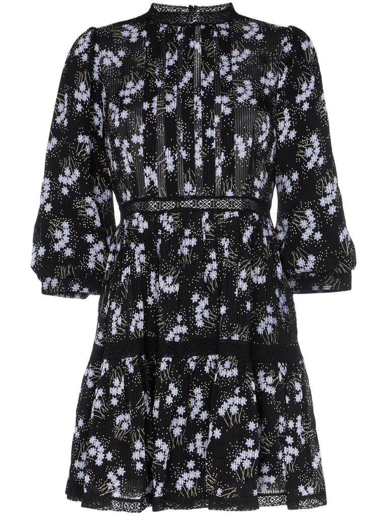 panel insert floral print mini dress