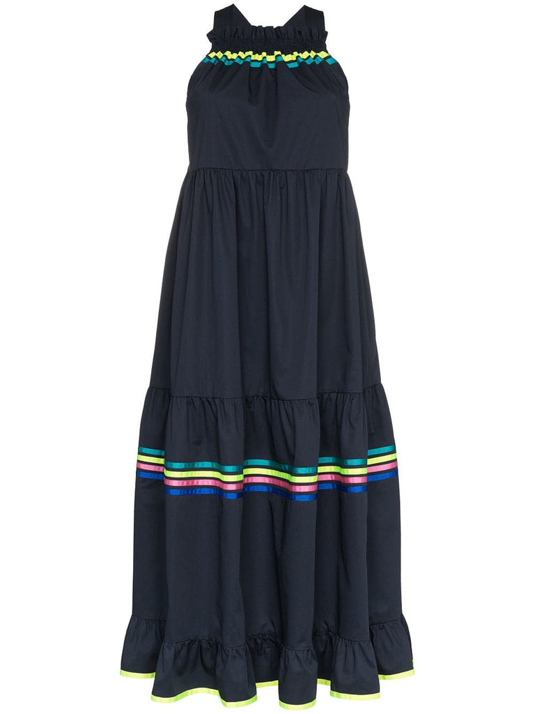 stripe detail tiered maxi dress