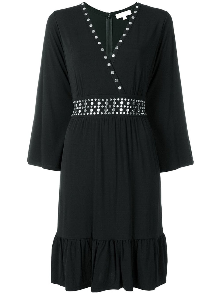 studded V-neck dress