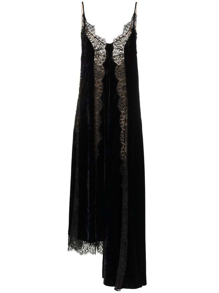 asymmetrical lace panel dress