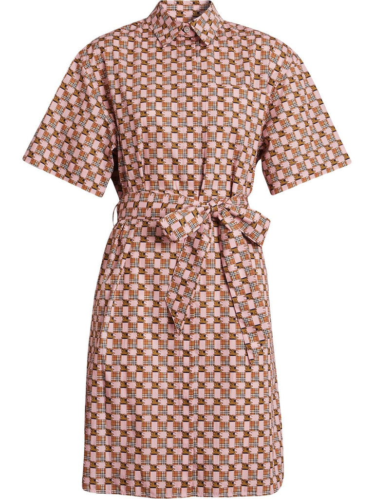 Tiled Archive Print Cotton Shirt Dress