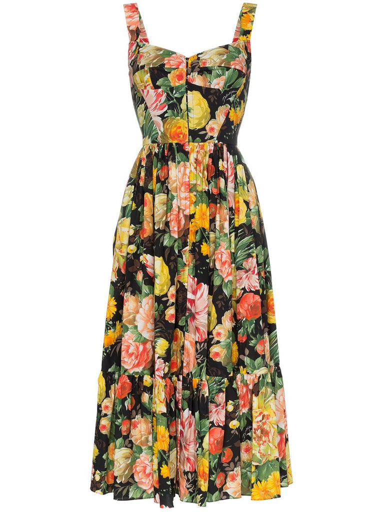 full skirt floral midi dress