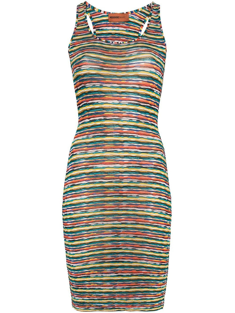 multicolour racer back mini dress