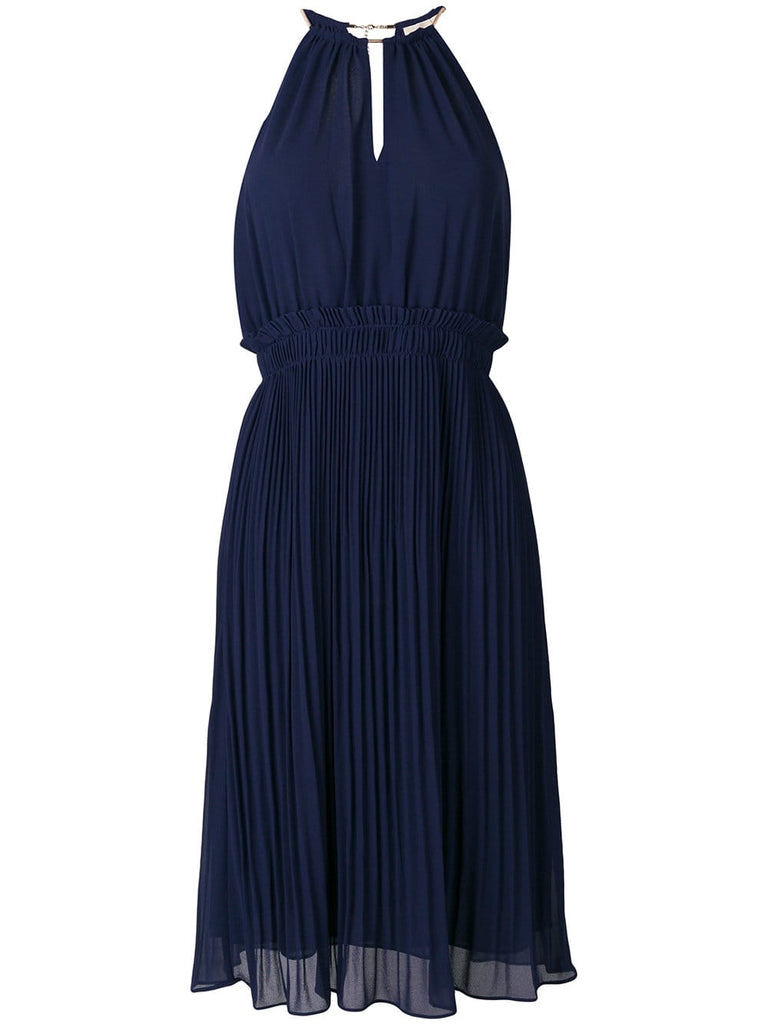 pleated flared dress