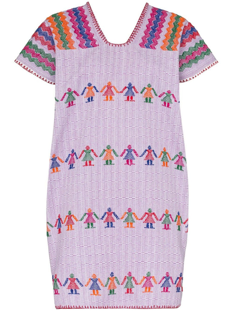 embroidered kaftan mini dress