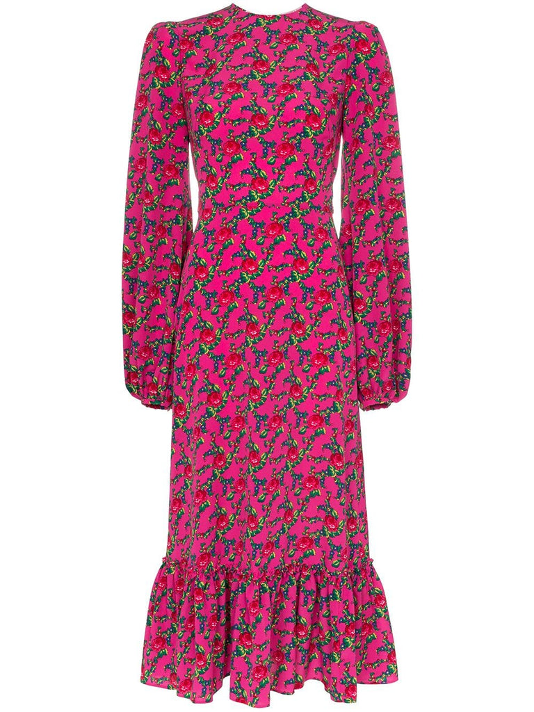 Belle blouson sleeve floral print midi dress