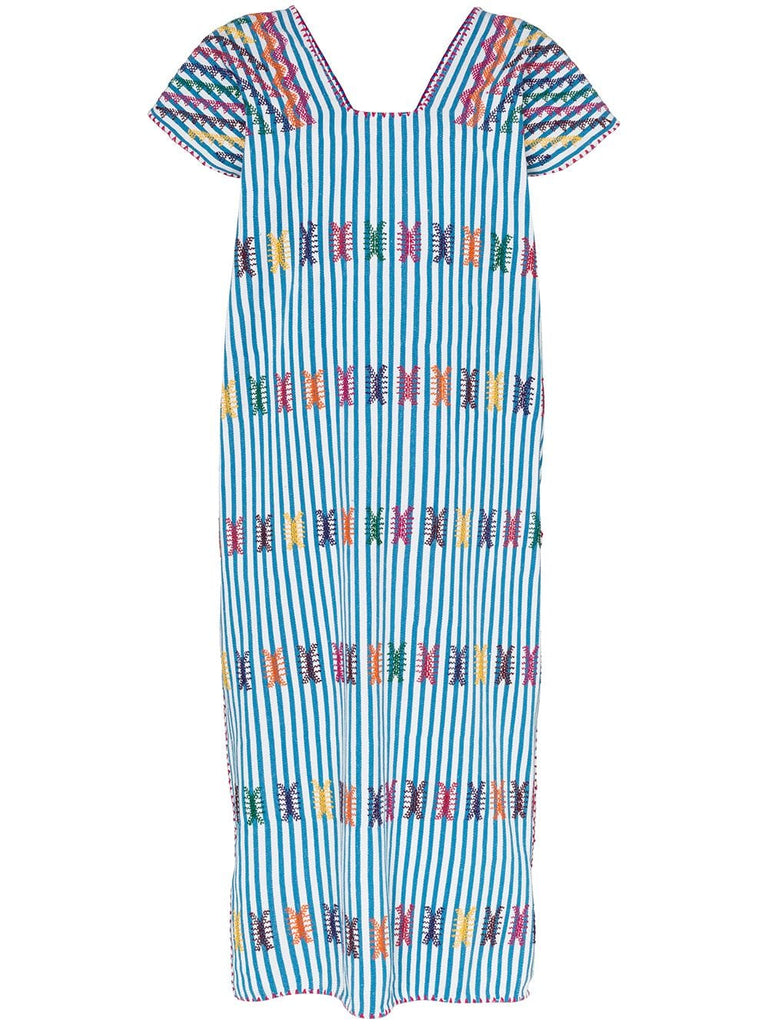 striped kaftan midi dress