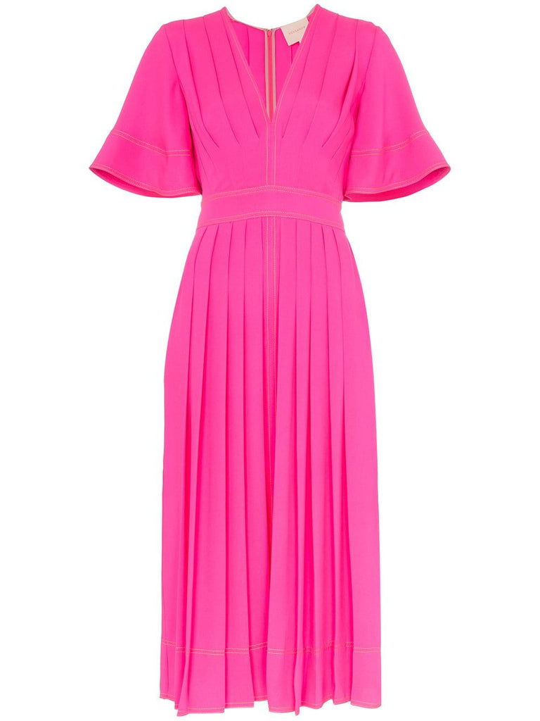 silk Xandra pleated midi dress