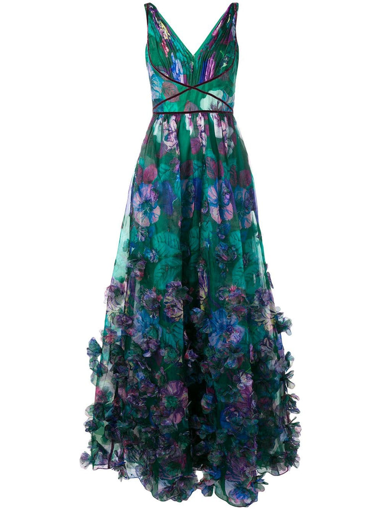 3D floral embellished evening gown