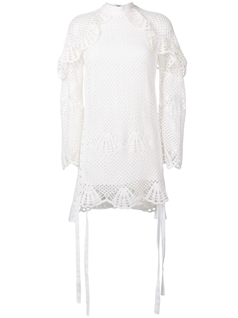 scalloped netted shift dress