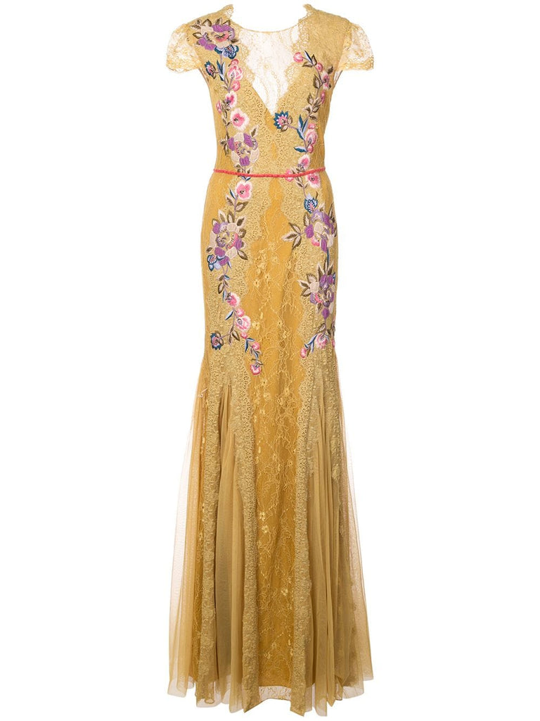 floral embroidered gown