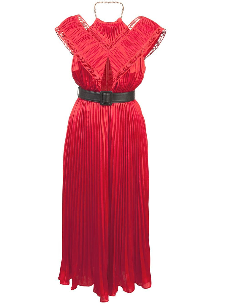 off-shoulder pleated dress