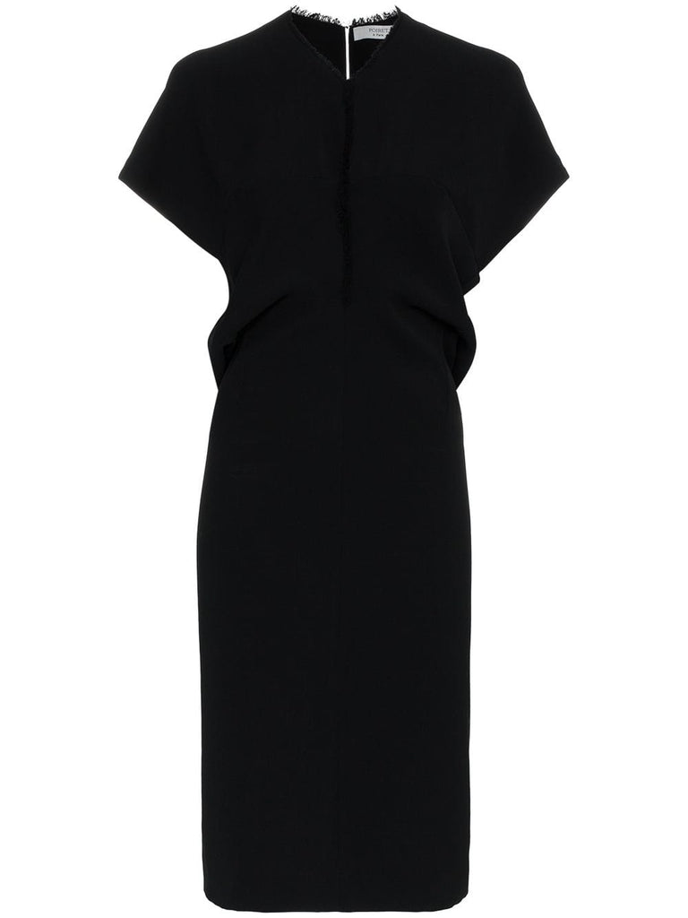 fitted cap sleeve midi dress