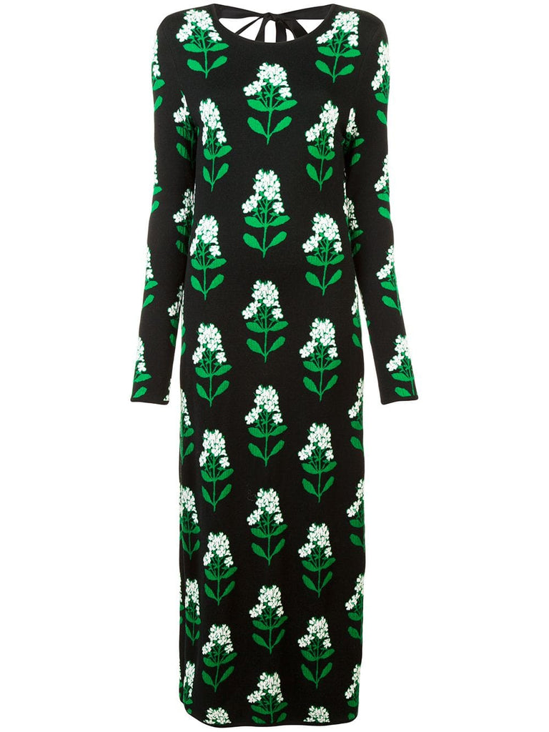 floral intarsia long dress