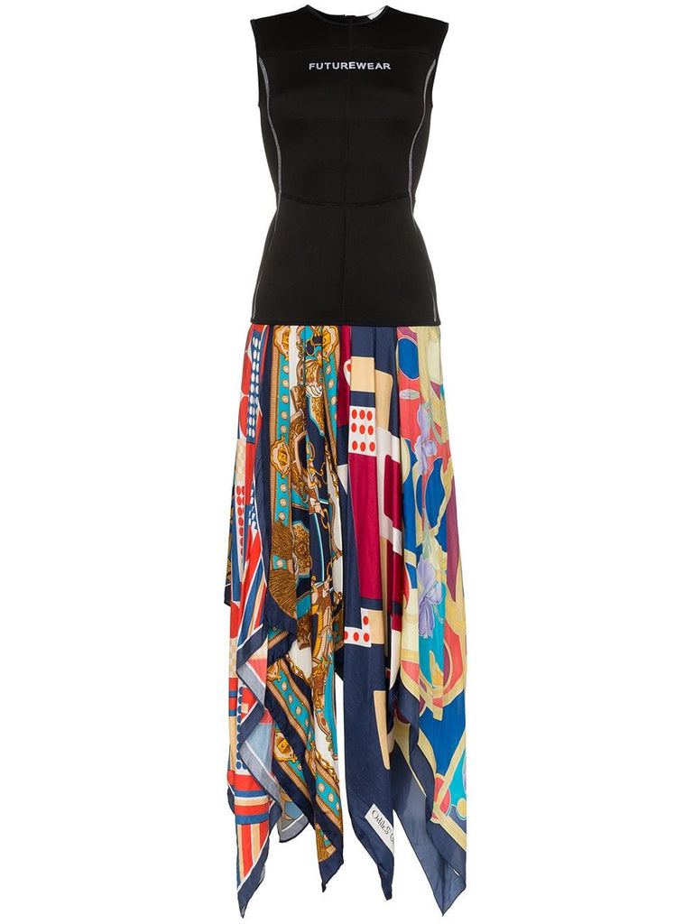 mixed print skirt wetsuit dress