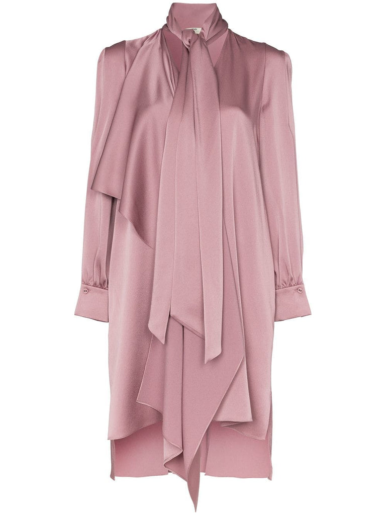 tie-neck asymmetric satin dress