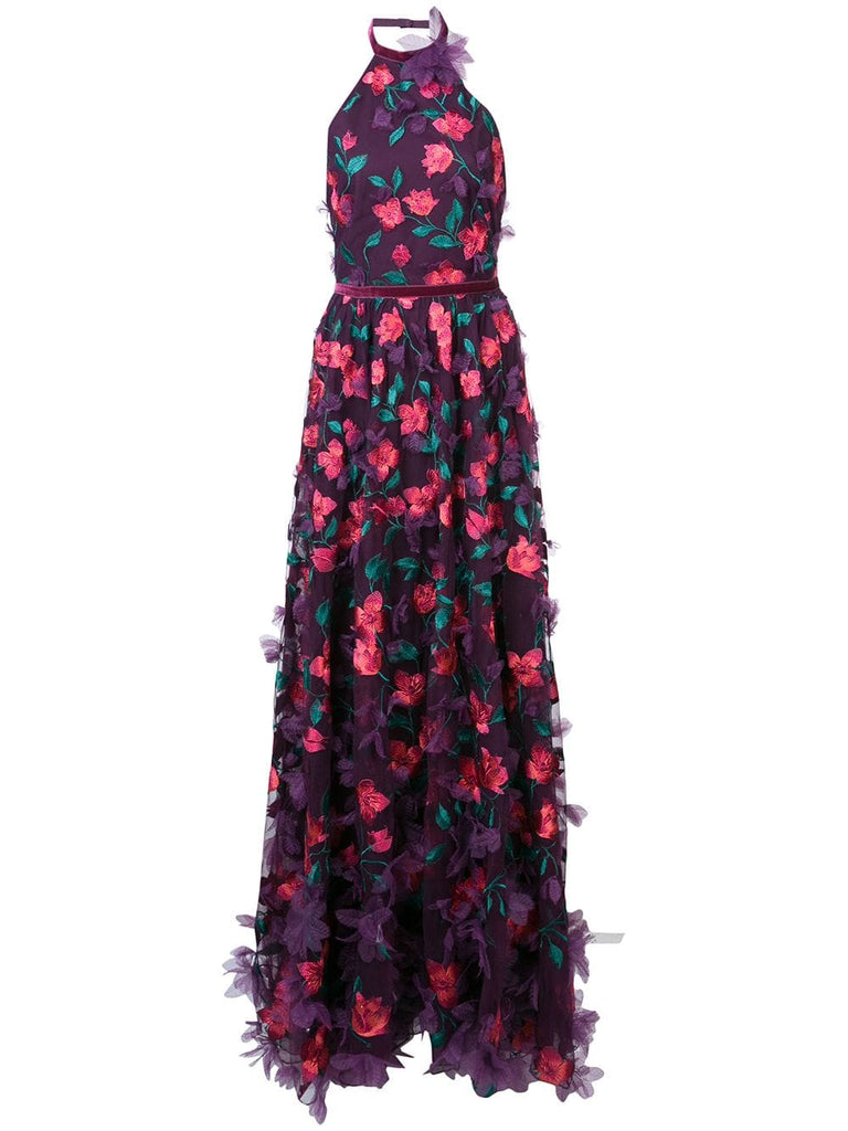 3D floral halter neck gown