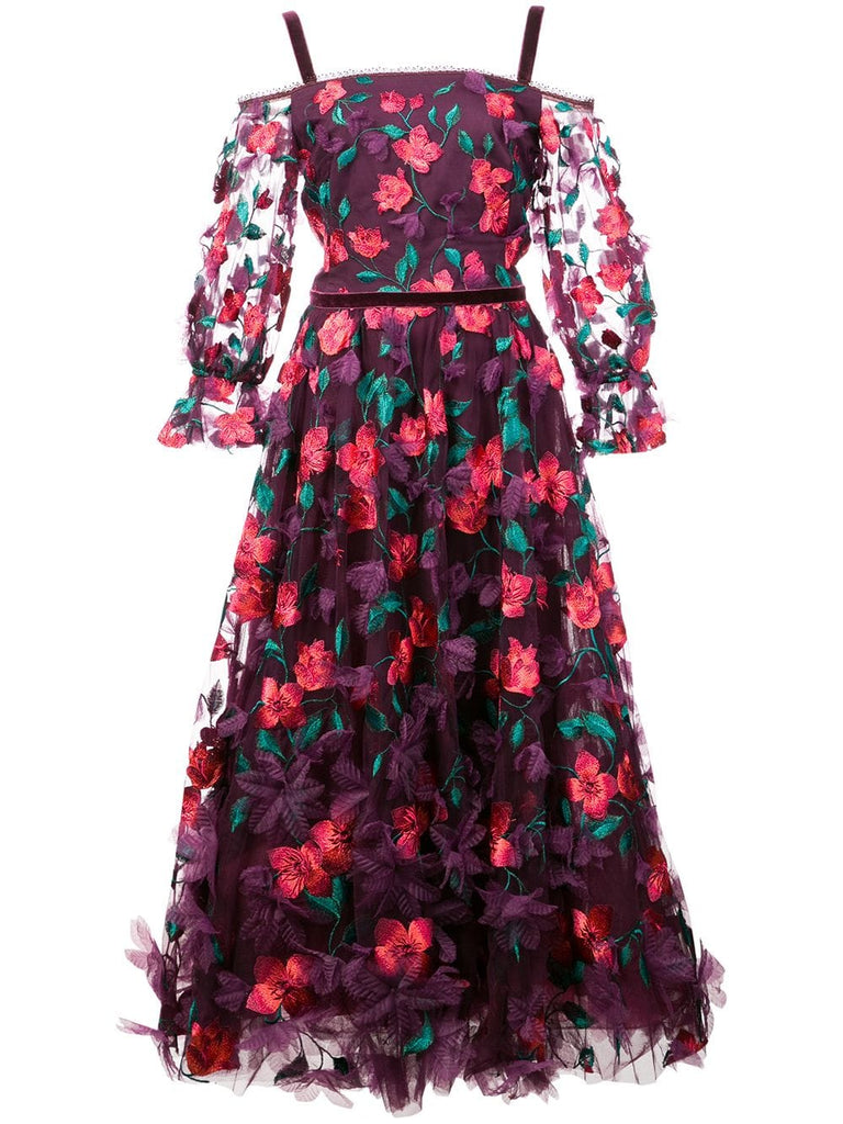 3D floral midi dress