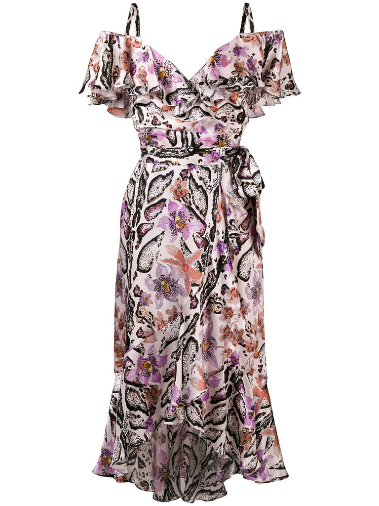 floral print asymmetric hem dress