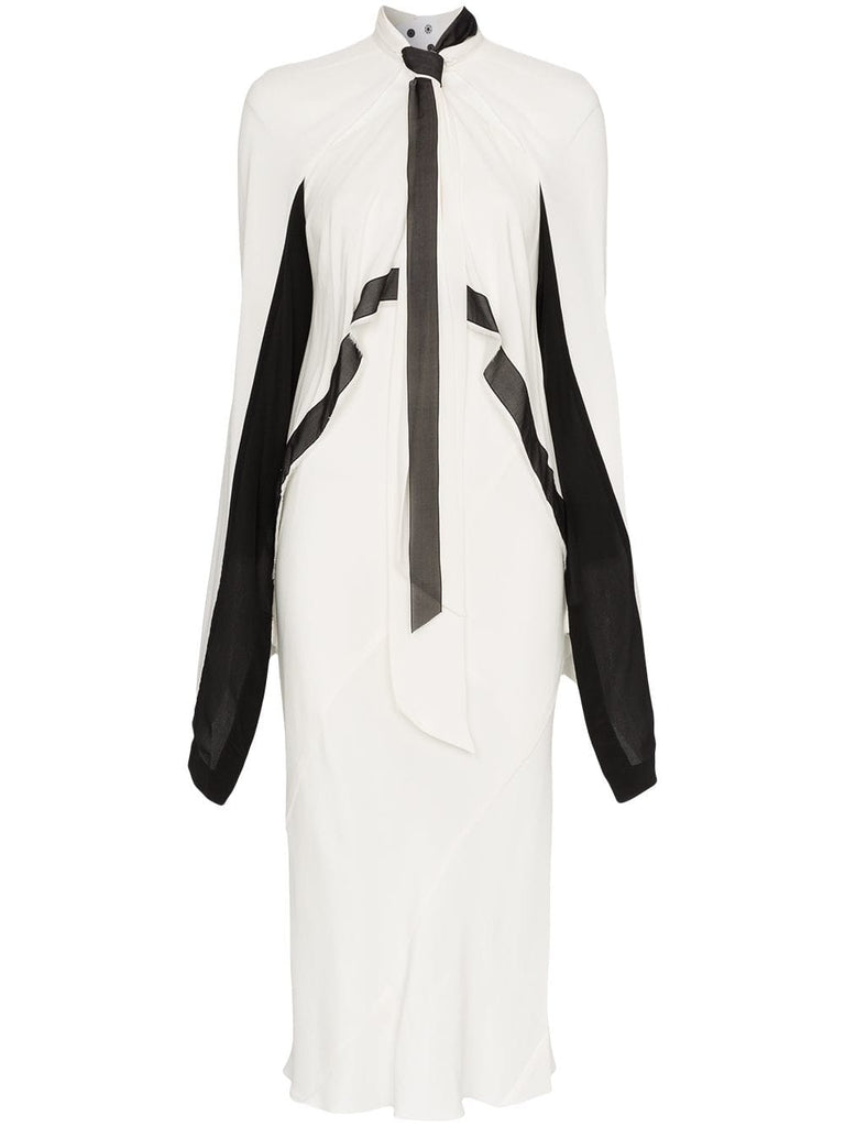 Yin Yang knotted asymmetric silk dress