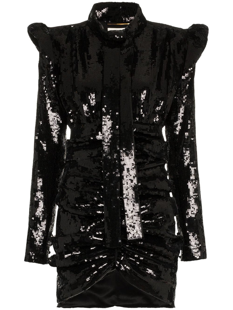 sequin embellished lavallière minidress