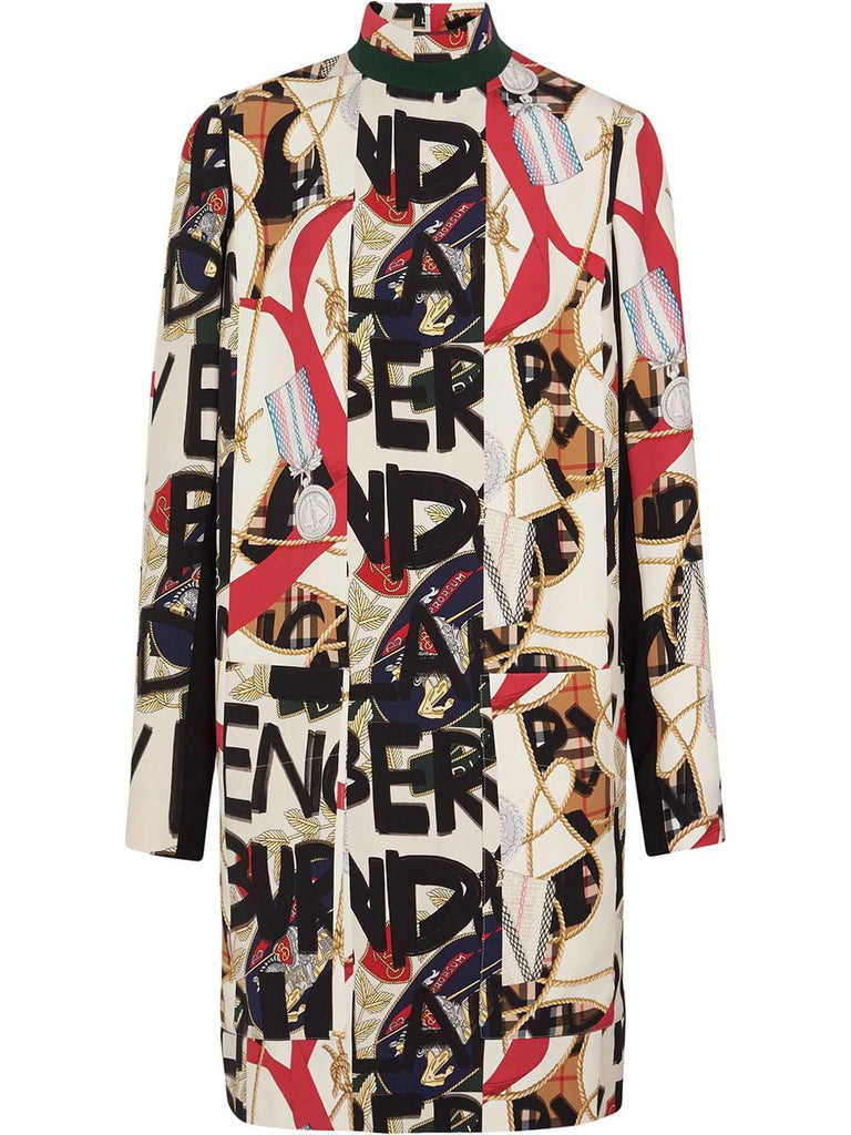 Graffiti Archive Scarf Print Silk Wool Shift Dress