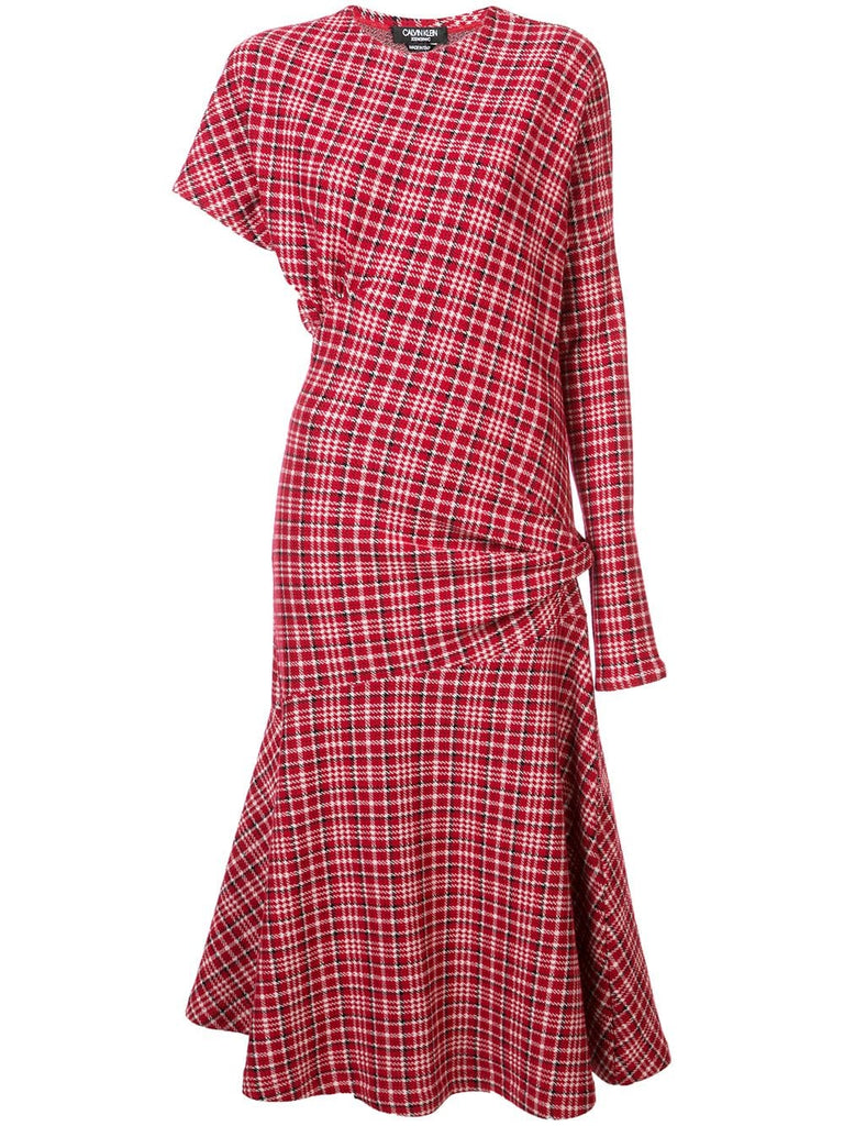 asymmetric plaid dress