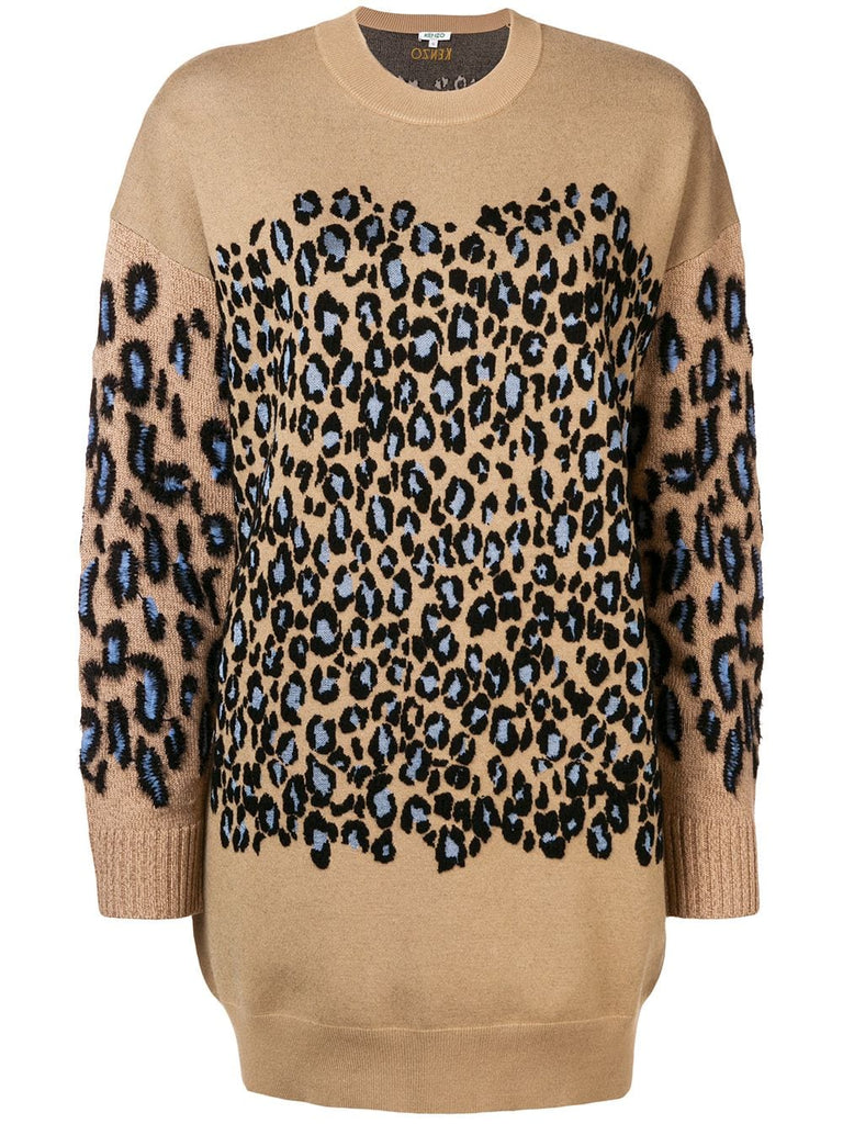 Leopard print jumper dress