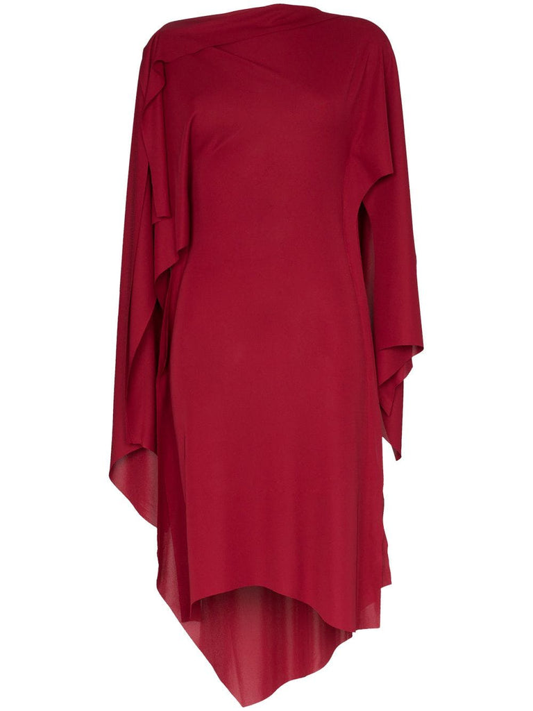 asymmetric long sleeved draped dress