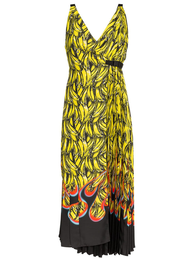 sleeveless banana flame print dress