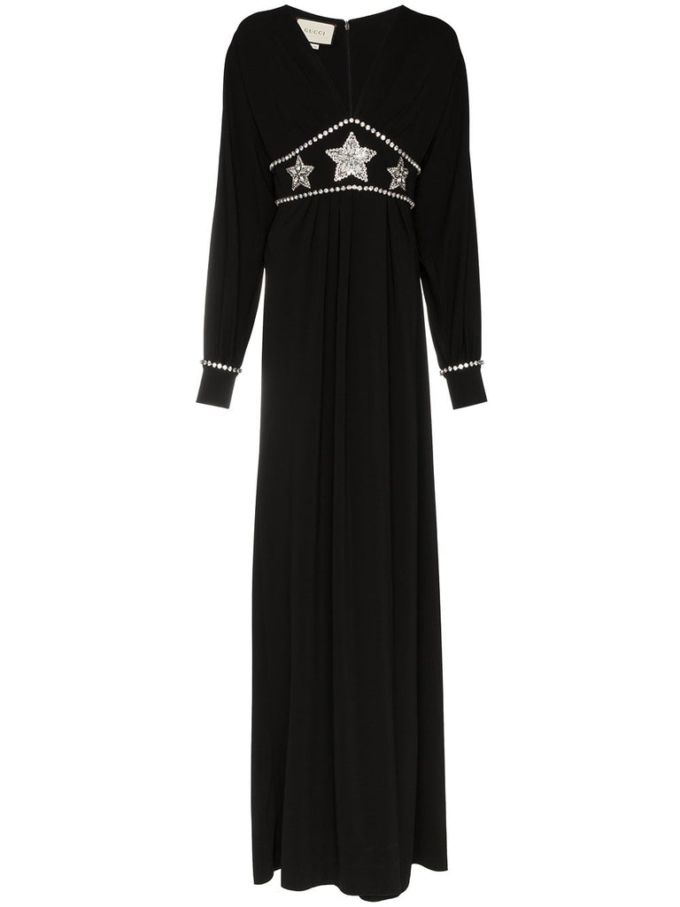 black star embellished maxi dress