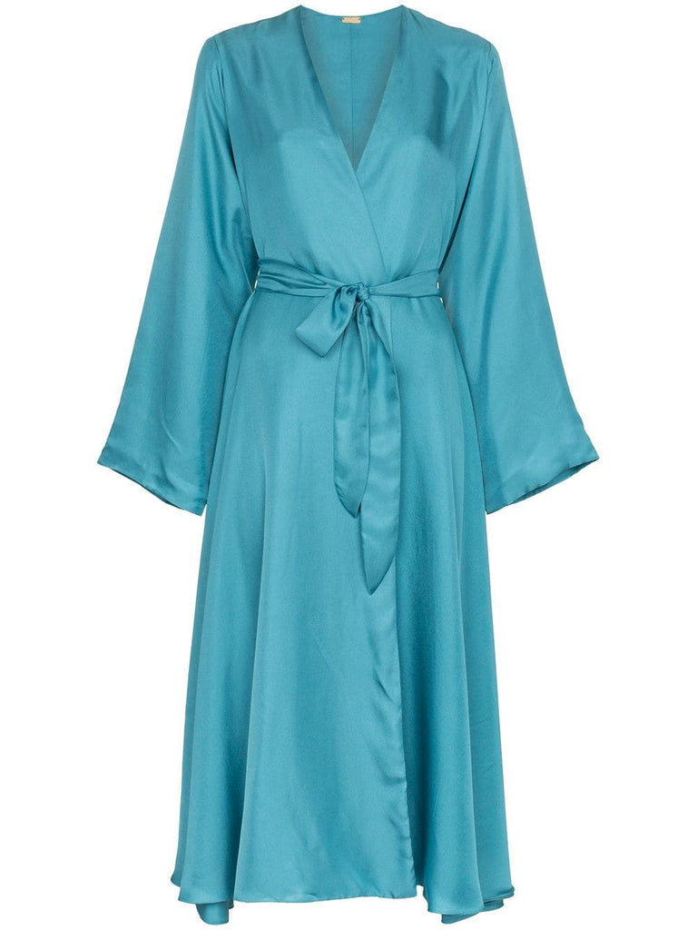 Nava V-neck wrap silk dress