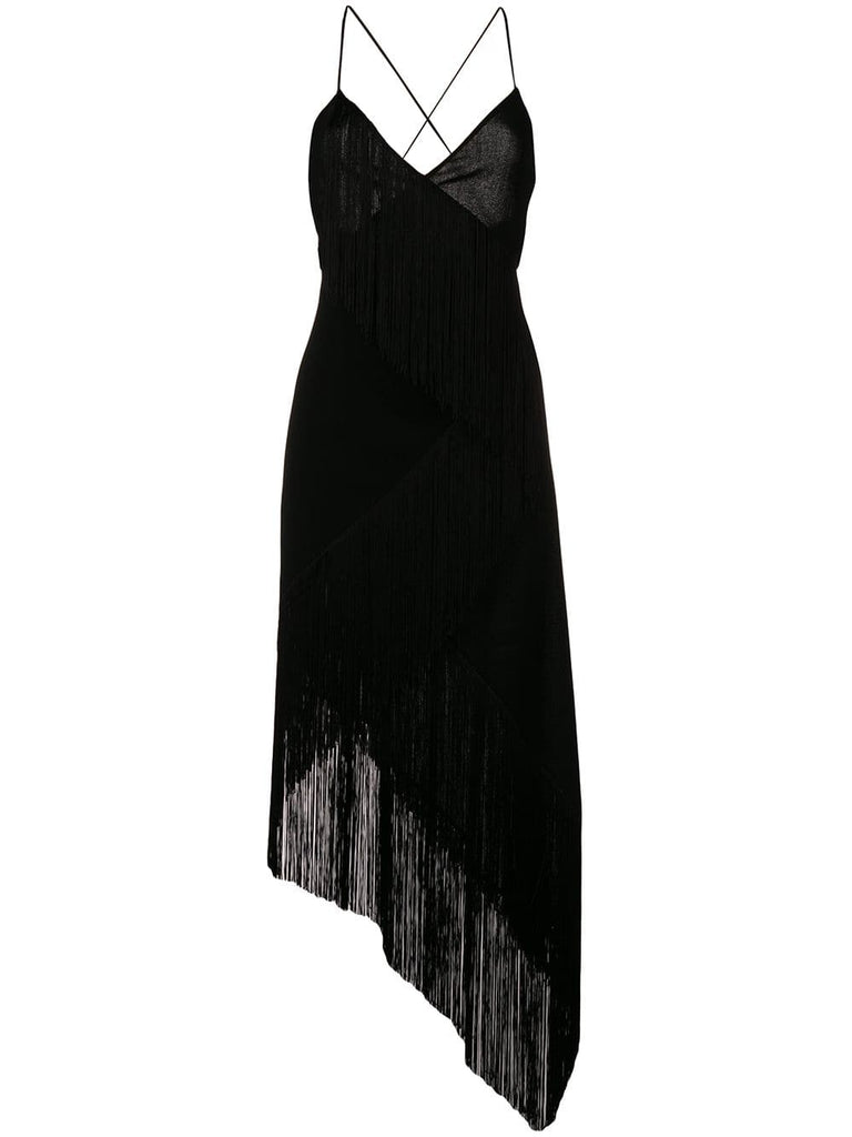 cascading fringe slip dress