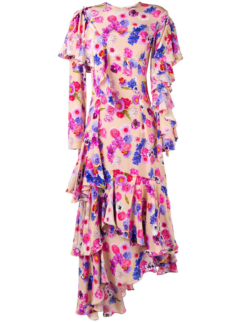 asymmetric floral dress