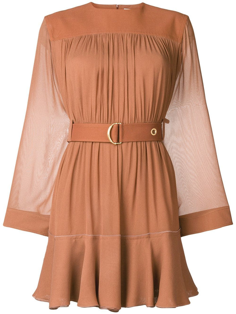 belted draped dress