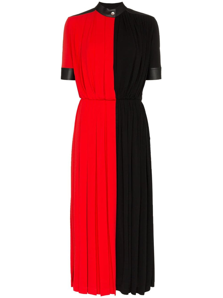 pleated colourblock midi dress