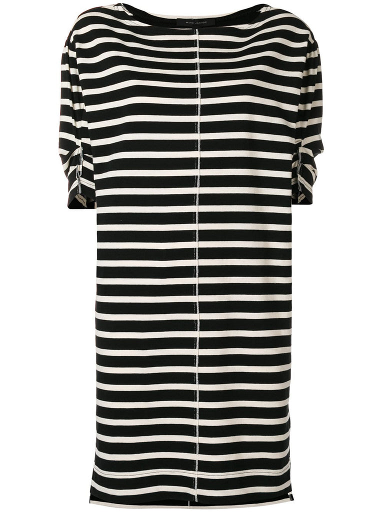 striped drop-shoulder dress