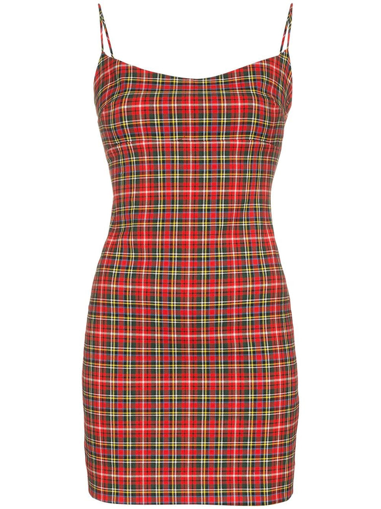 Viki sleeveless check print cotton blend dress