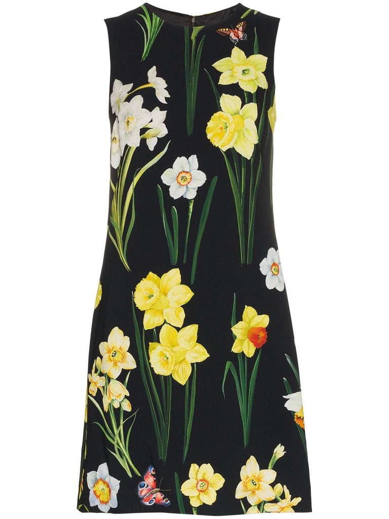 Floral-printed silk-blend dress