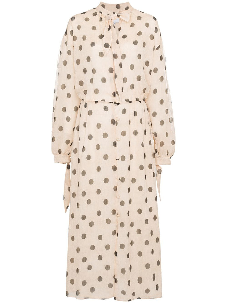 Zahara polka dot print flared chiffon dress