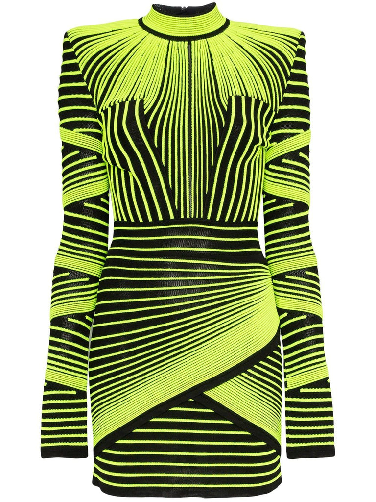 neon-stripe mini dress