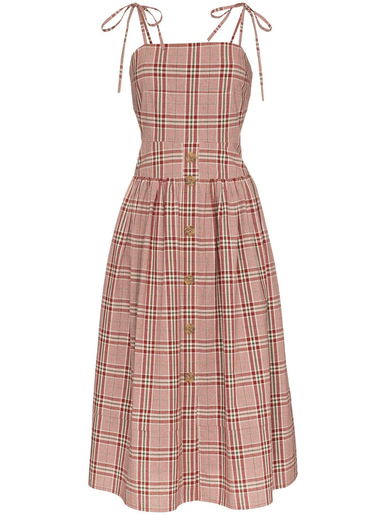 multicolour check print cotton dress