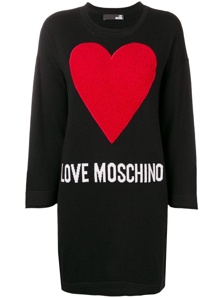 logo heart knitted dress