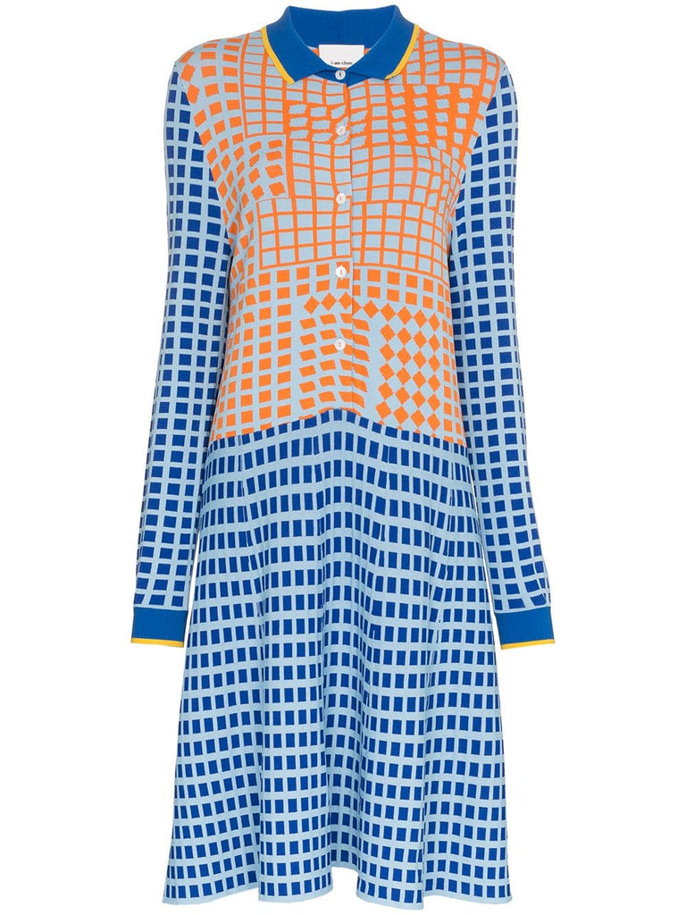 colour block patterned shirt dress